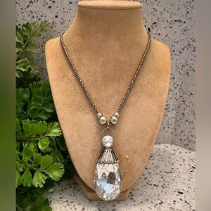 Large faceted crystal pendant necklace